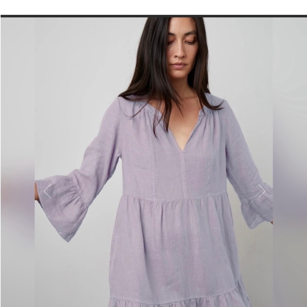 Velvet by Graham & Spencer Aurora linen Tiered Dress | Size Large